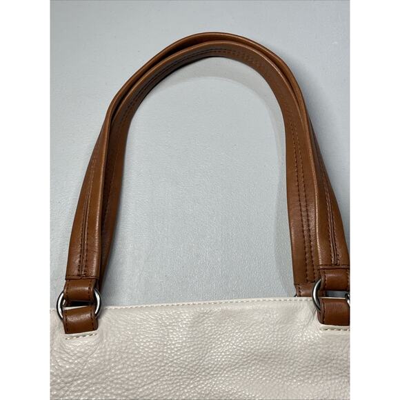 The Sak Leather Ashby Satchel Colorblock Large Tote Bag Shoulder Purse Zip Top - Picture 5 of 11
